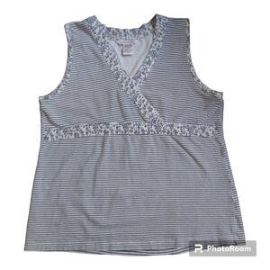 La Vie en Rose Women's Cotton Blend Lounge Surplice Neck Top Empire Waist-Size S